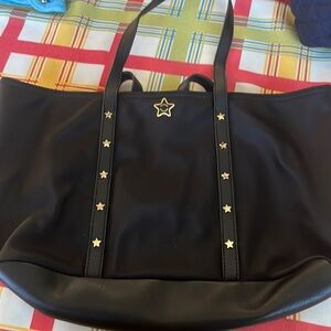 New Tommy Hilfiger Gold Star Logo Studded Large Shopper Nylon black tote bag